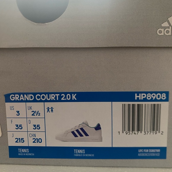NWT Adidas Kids Grandcourt 2.0 Sneakers Size 3 - Picture 8 of 8